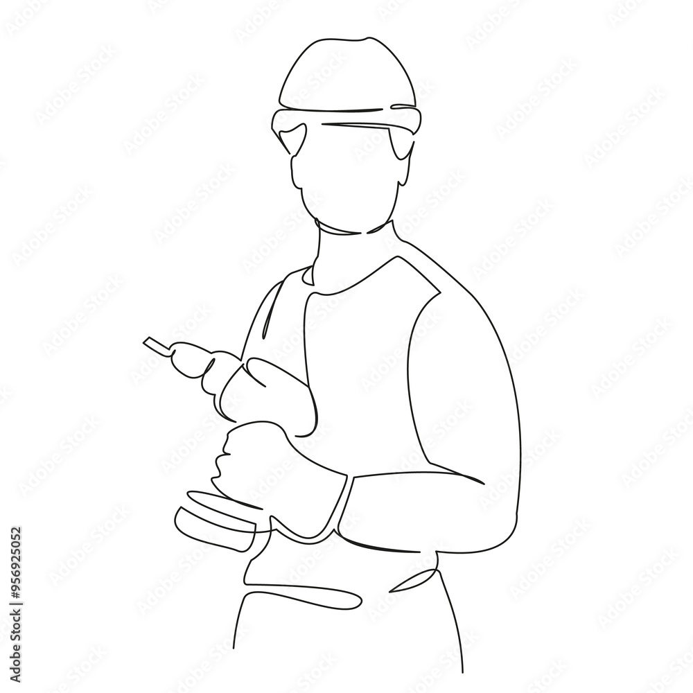 One continuous single drawing line art flat doodle drill, screwdriver, person, man, adult, construction worker, construction industry. Isolated image hand draw contour on a white background
One continuous single drawing line art flat doodle drill, screwdriver, person, man, adult, construction worker, construction industry. Isolated image hand draw contour on a white background
