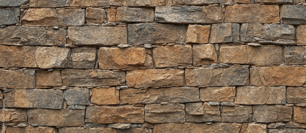 Close-up wall made small irregularly shaped stones stones A text Close-up wall made small irregularly shaped stones stones A text