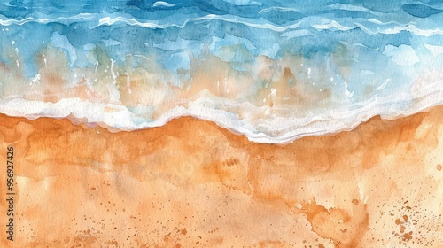 Watercolor Illustration of an Ocean Shore