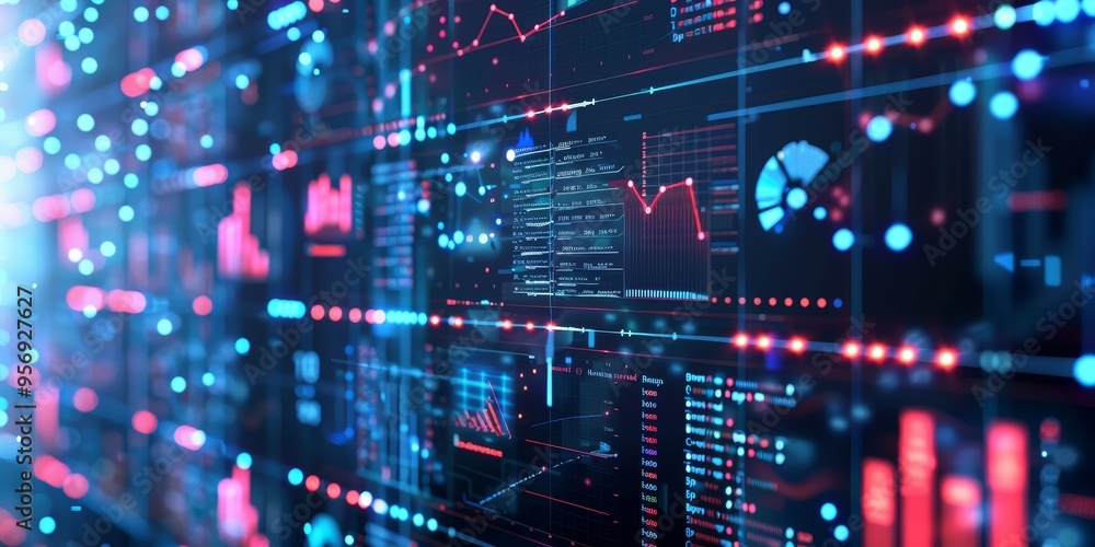 Obraz premium Visual representation of data visualization and information analytics in a modern digital setting