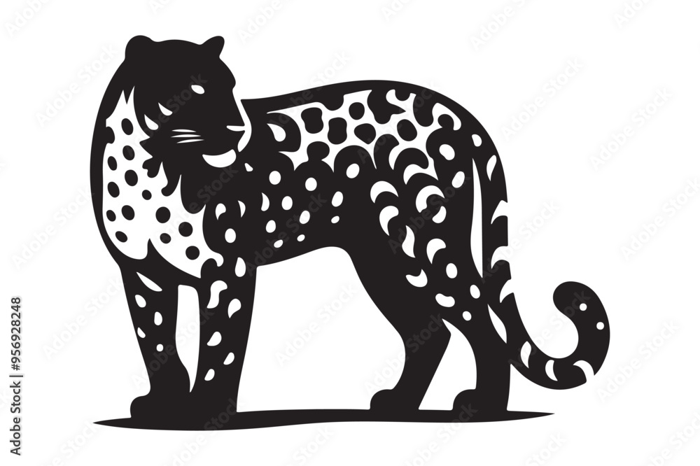 Stylish Leopard Silhouette Vector Illustration in Black Stylish Leopard Silhouette Vector Illustration in Black