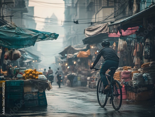 Cycling Through the City photo