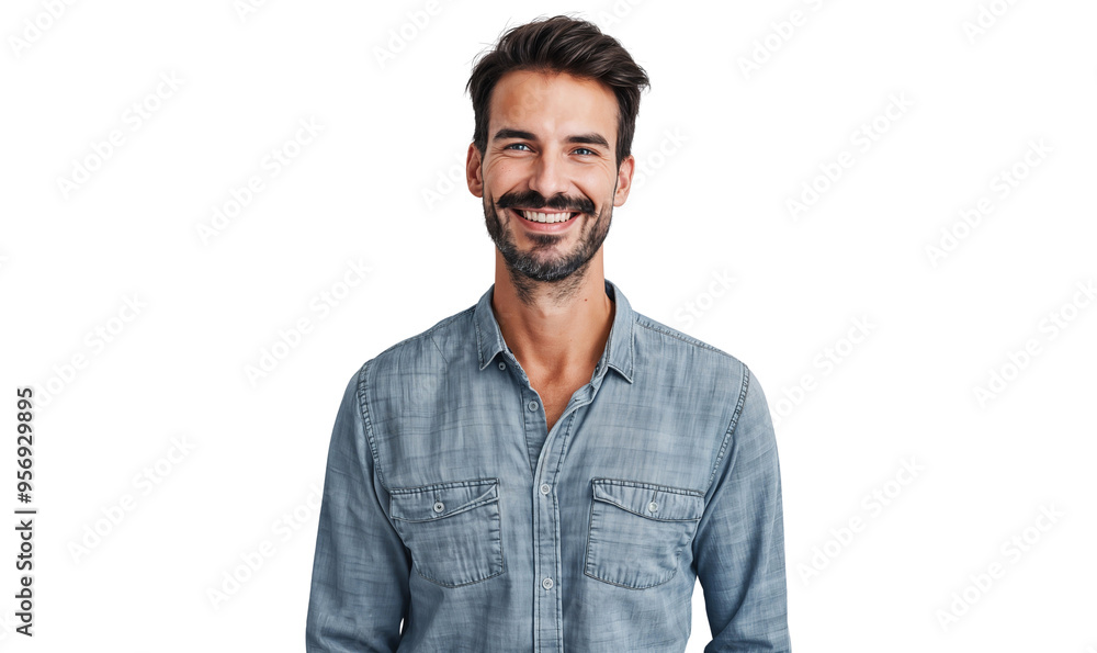 Portrait of a confident man smiling happily, isolated on transparent background Portrait of a confident man smiling happily, isolated on transparent background