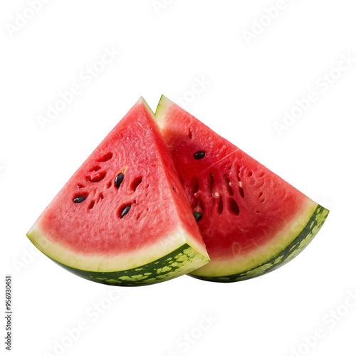 Slice of watermelon isolated on white background, cut out photo