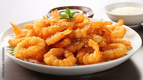 Tempura. Fried shrimps japanese on white background 