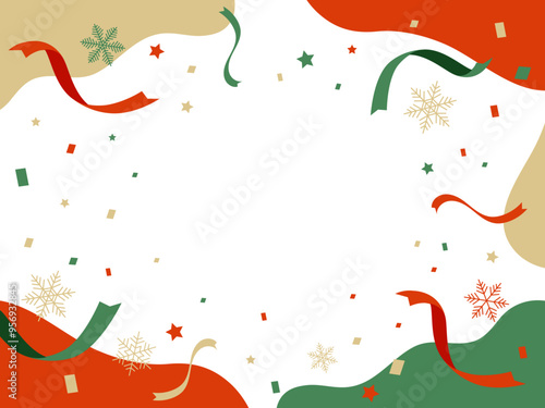 リボンと雪と紙吹雪　Happy new year クリスマス