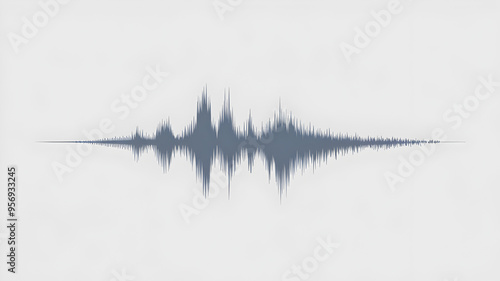 Soundwave graphic on a light background, representing audio, voice, sound recording, or music. Symbolizes technology, communication, sound editing, and digital media