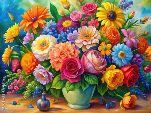 Wallpaper Mural floral painting bright colors uplifting mood Torontodigital.ca