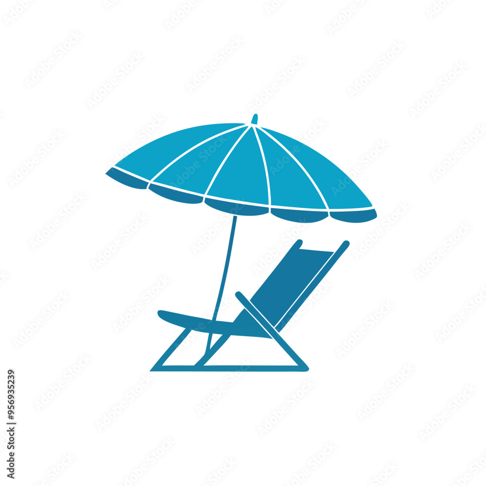 Beach umbrella and chair vector Beach umbrella and chair vector