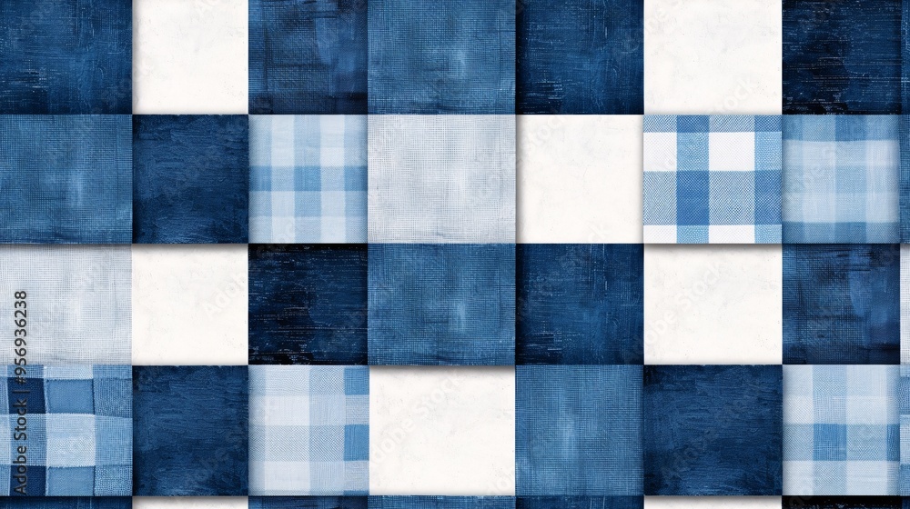 Indigo Dreamscape: A Watercolor Gingham Symphony Indigo Dreamscape: A Watercolor Gingham Symphony