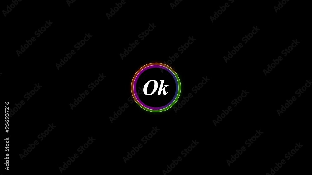 The word OK with a spinning greeen and red saber effect animation. The word OK with a spinning greeen and red saber effect animation.