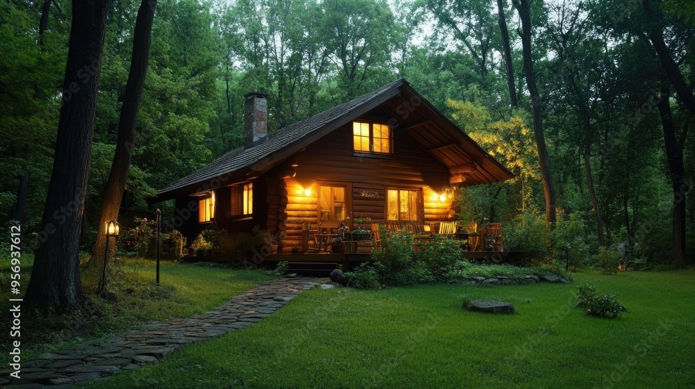 Rustic log chalet nestled deep in the forest, ideal for a secluded and peaceful getaway. Rustic log chalet nestled deep in the forest, ideal for a secluded and peaceful getaway.