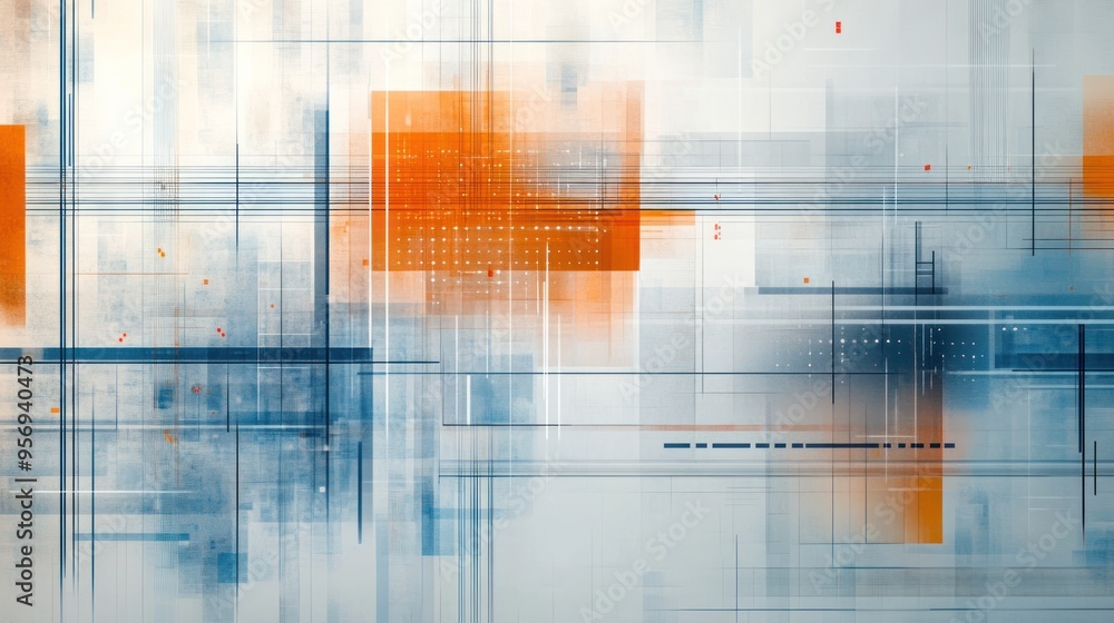 Fototapeta premium Abstract Geometric Design with Orange and Blue Hues