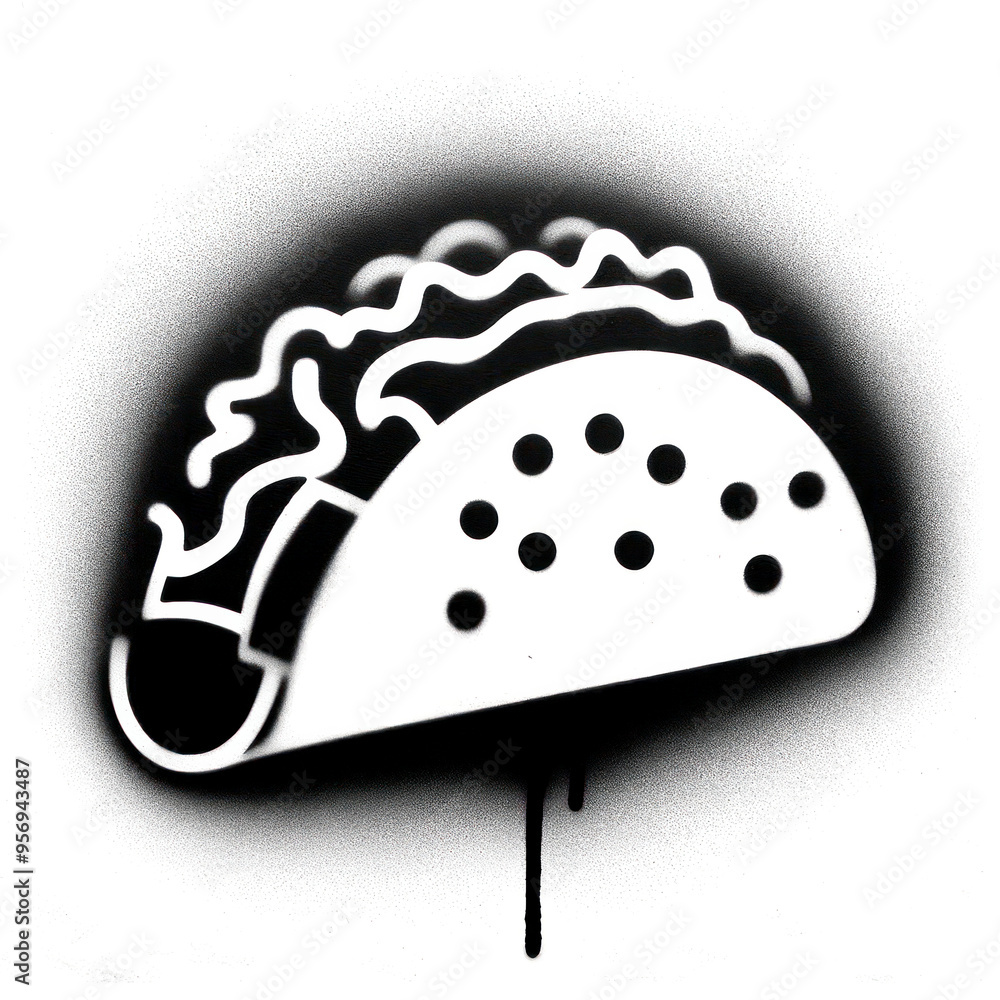 Taco graffiti stencil-art style,black and white, generative ai Taco graffiti stencil-art style,black and white, generative ai