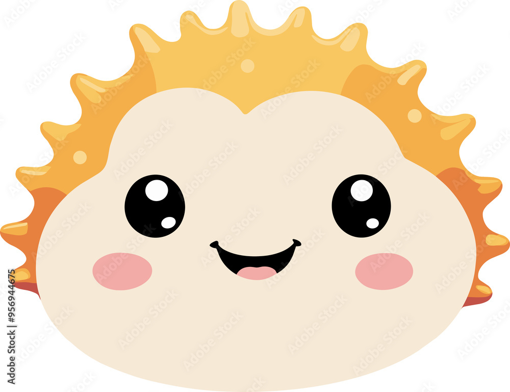 Obraz premium cute small urchin cartoon character illustration on transparent background svg, sea animal clipart for ocean life, aquatic, children book, kids, activity book, baby shower, aquarium, nature, sticker