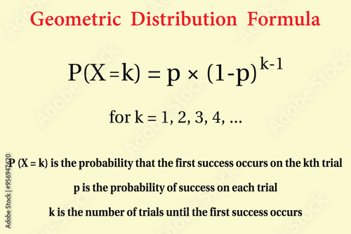 Geometric Distribution Formula. Education. School. Science. Vector illustration.