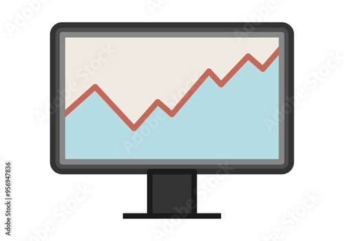 Pantalla negra de gráfico creciente de line roja y azul