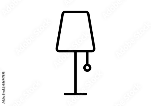 Icono negro de lámpara de mesa