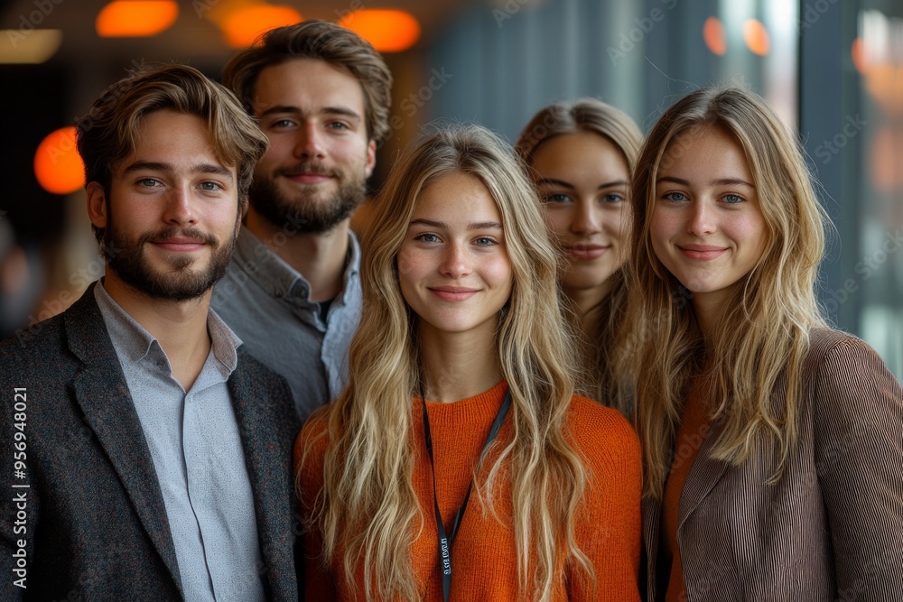 Obraz premium Representatives of Generation Z cooperation and communication. Generative AI