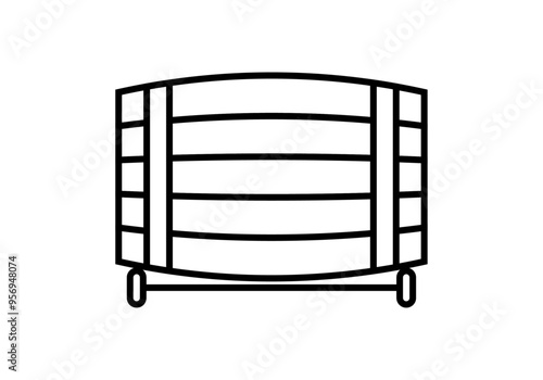 Icono negro de barril de cerveza en ruedas