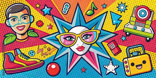 Graphic Iconic Pop Culture Nostalgic Fun Theme