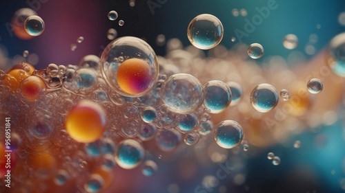 there is a close up of a liquid filled glass with bubbles.