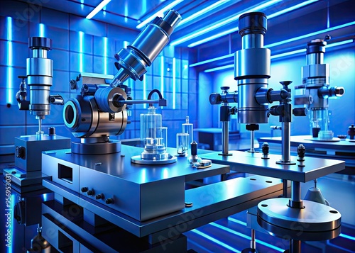 Scientific measurement equipment precise advanced blue futuristic concept research photo