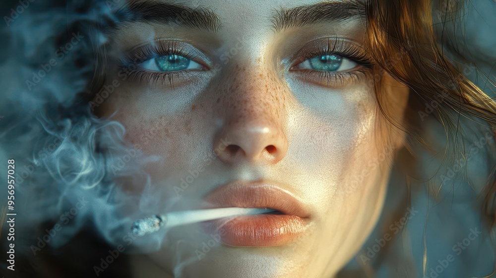 atmospheric portrait of a woman smoking tendrils of smoke curling around her face moody lighting and rich shadows create a sense of mystery and introspection atmospheric portrait of a woman smoking tendrils of smoke curling around her face moody lighting and rich shadows create a sense of mystery and introspection