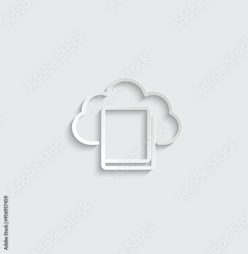  book and cloud icon online librry sign 