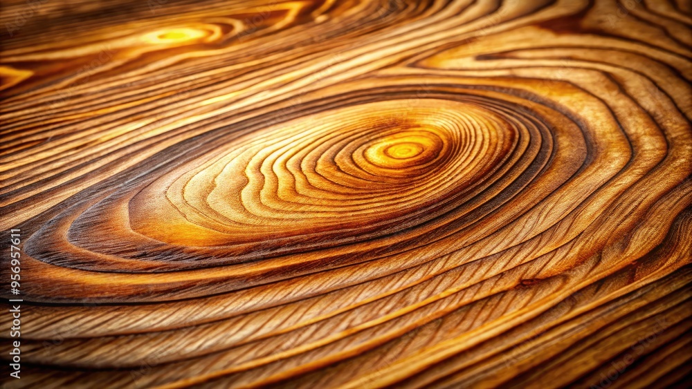 Fototapeta premium A delicately lit, granular close-up of natural wooden texture, showcasing intricate patterns and swirling grain lines, evoking warmth, earthiness, and organic sophistication.