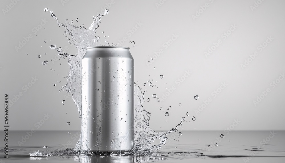 Sleek aluminum energy drink can mockup with water droplets, perfect for showcasing your custom design and branding ideas. Sleek aluminum energy drink can mockup with water droplets, perfect for showcasing your custom design and branding ideas.