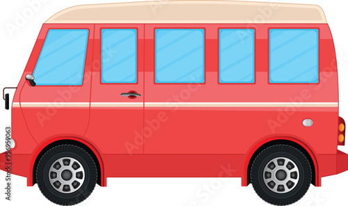 A red and cream van on white background