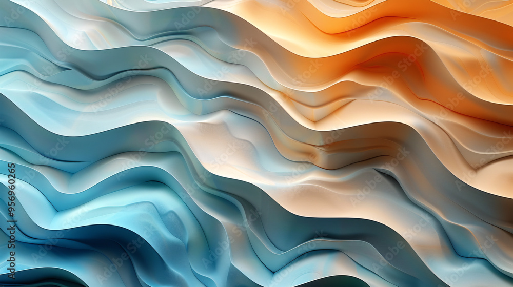 Obraz premium Abstract Wavy Background with Blue and Orange Tones
