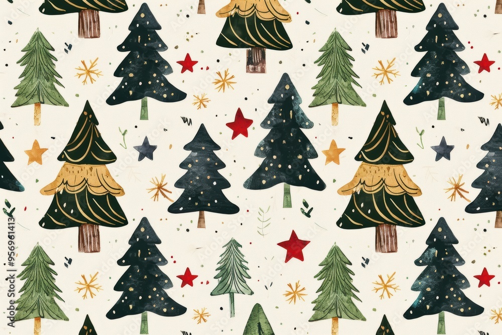 Patterned wallpaper with Christmas trees ideal for creating a festive atmosphere.. Patterned wallpaper with Christmas trees ideal for creating a festive atmosphere..