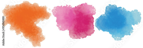 Colourful splash watercolor backgrounds vector set. Acrylic blue and pink colors in water ink blot textured Watercolor paint stains in elegant. Watercolour strip multilayered drawing on a paper image