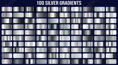 Silver, holographic, bronze and golden foil texture gradation background set. Vector shiny hologram and metalic gradient collection for border, frame, ribbon, label design