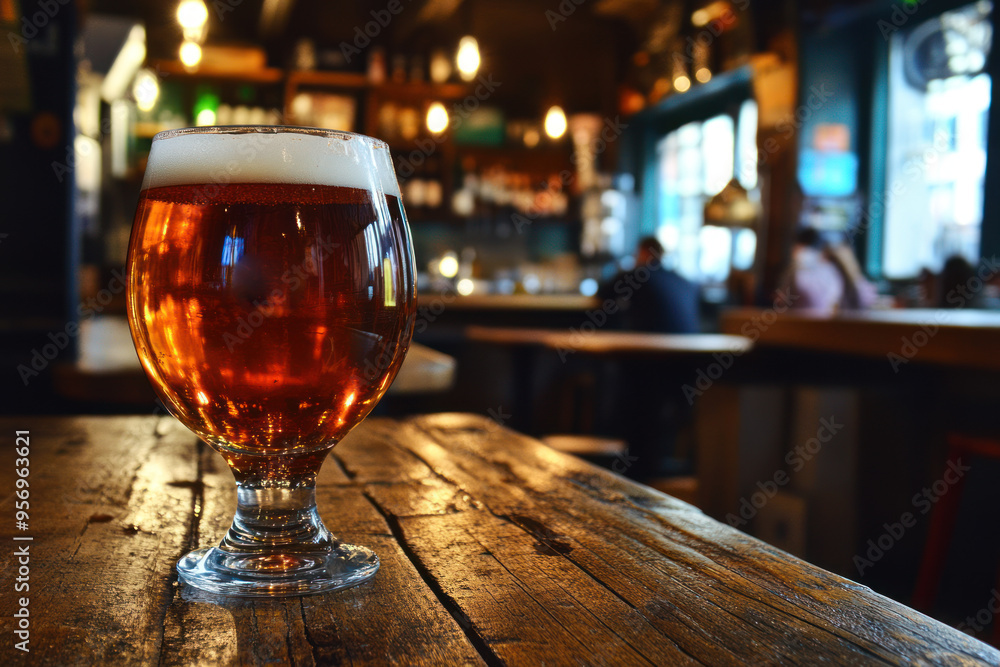 Glass of cold beer on a wooden table in a pub. Oktoberfest, festival. Glass of cold beer on a wooden table in a pub. Oktoberfest, festival.