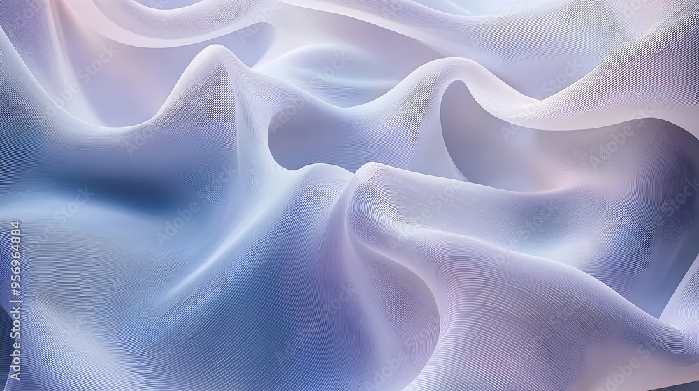 Obraz premium Smooth Flowing 3D Wave Gradients with Soft Lighting Abstract Art Composition