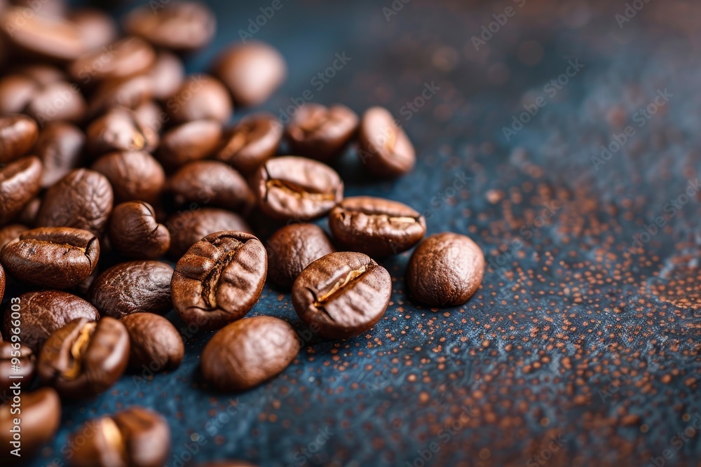 Brown Roasted Coffee Beans Closeup On Dark Background with generative ai Brown Roasted Coffee Beans Closeup On Dark Background with generative ai