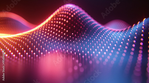 Wallpaper Mural Abstract Glowing Pink and Blue  Dotted Waves Torontodigital.ca