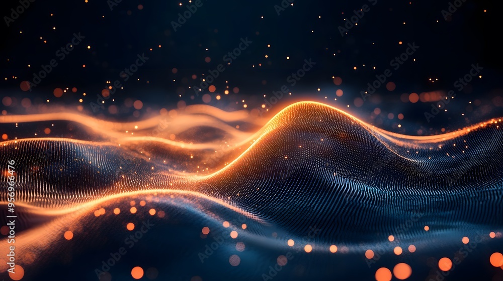 Abstract Digital Wave Background: A flowing wave of lines and dots creating a digital landscape, representing data flow and technology. Abstract Digital Wave Background: A flowing wave of lines and dots creating a digital landscape, representing data flow and technology.