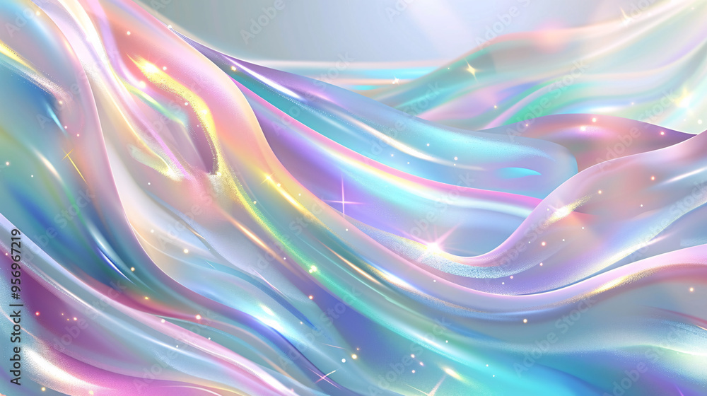 Fototapeta premium Abstract Holographic Background with Iridescent Waves