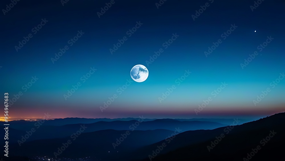 panoramic view full moon night sky vibrant gradient tones ideal poster banner designs blending light blue dark night hues colorful cloudscape panoramic view full moon night sky vibrant gradient tones ideal poster banner designs blending light blue dark night hues colorful cloudscape