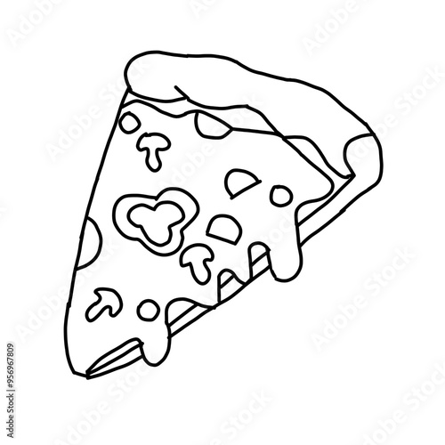 slice of pizza drawing on hand drawing white background 