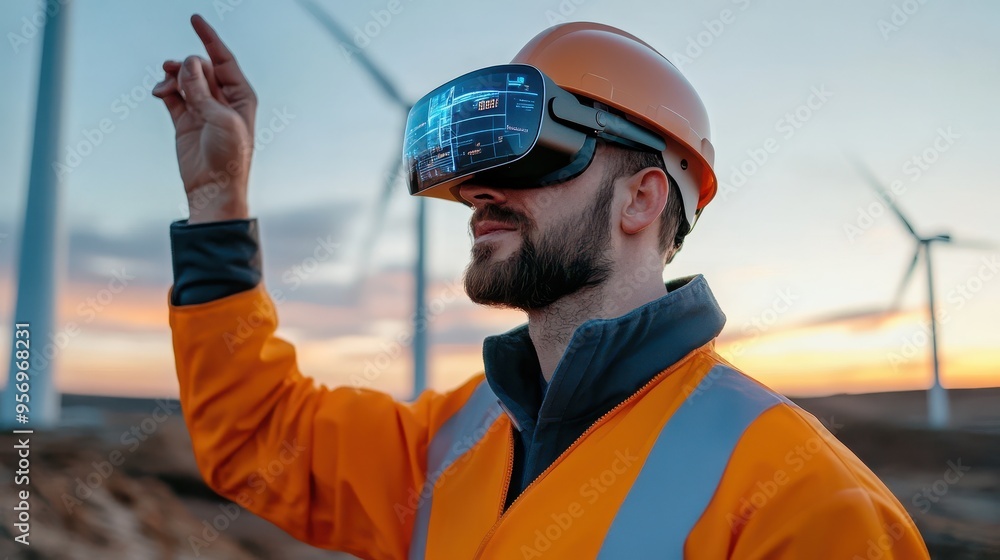Innovative Wind Turbine Engineer Using Augmented Reality Glasses for Live Data Overlay Innovative Wind Turbine Engineer Using Augmented Reality Glasses for Live Data Overlay