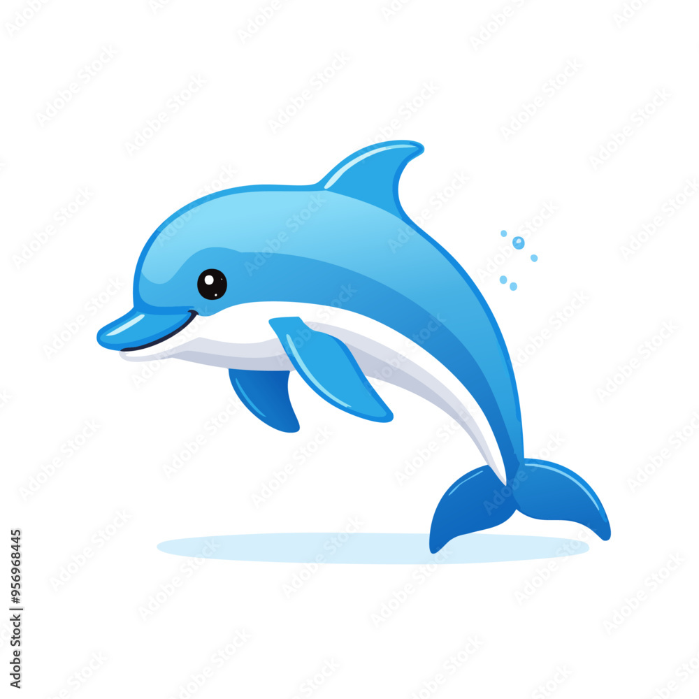 Fototapeta premium Dolphin Cute Small Cartoon Baby Animal Character 