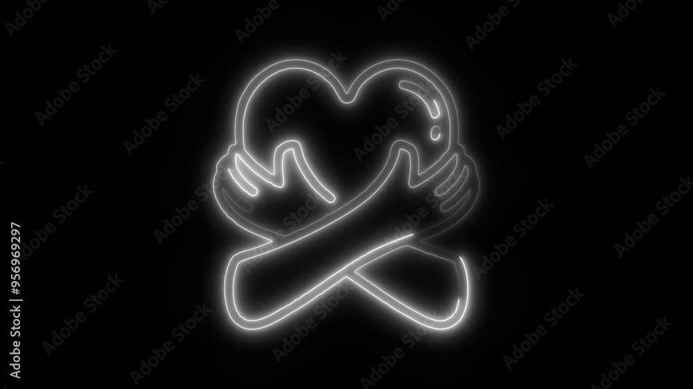 Neon Heart Embrace Video HD - Glowing Heart with Hugging Arms Icon on Black Background Representing Love, Affection, and Modern High-Tech Expression of Care Neon Heart Embrace Video HD - Glowing Heart with Hugging Arms Icon on Black Background Representing Love, Affection, and Modern High-Tech Expression of Care