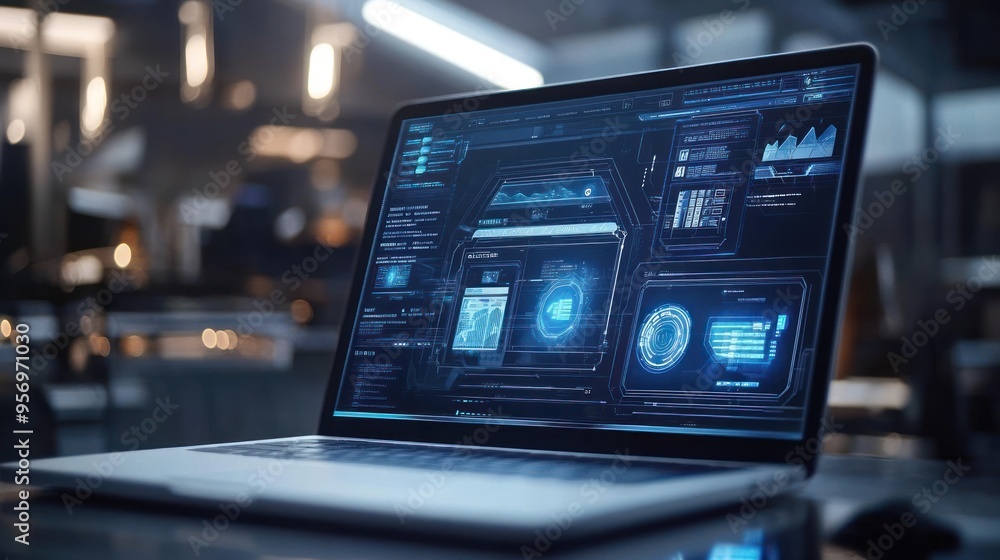 Laptop with Futuristic Interface Laptop with Futuristic Interface
