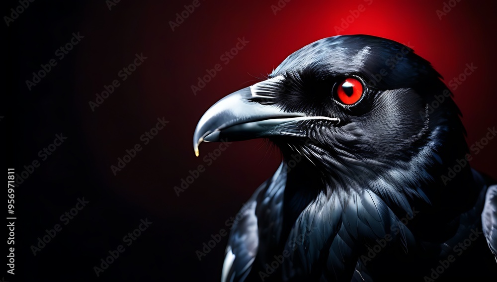raven black background space text fierce animal concept red glowing eyes fitting themes horror mystery wild animal attack raven black background space text fierce animal concept red glowing eyes fitting themes horror mystery wild animal attack