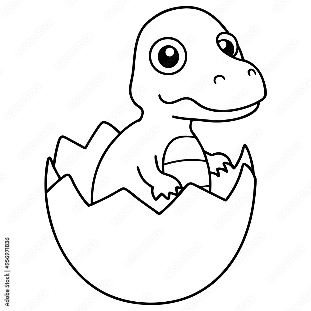 Cute baby dinosaur hatching from an egg Cute baby dinosaur hatching from an egg